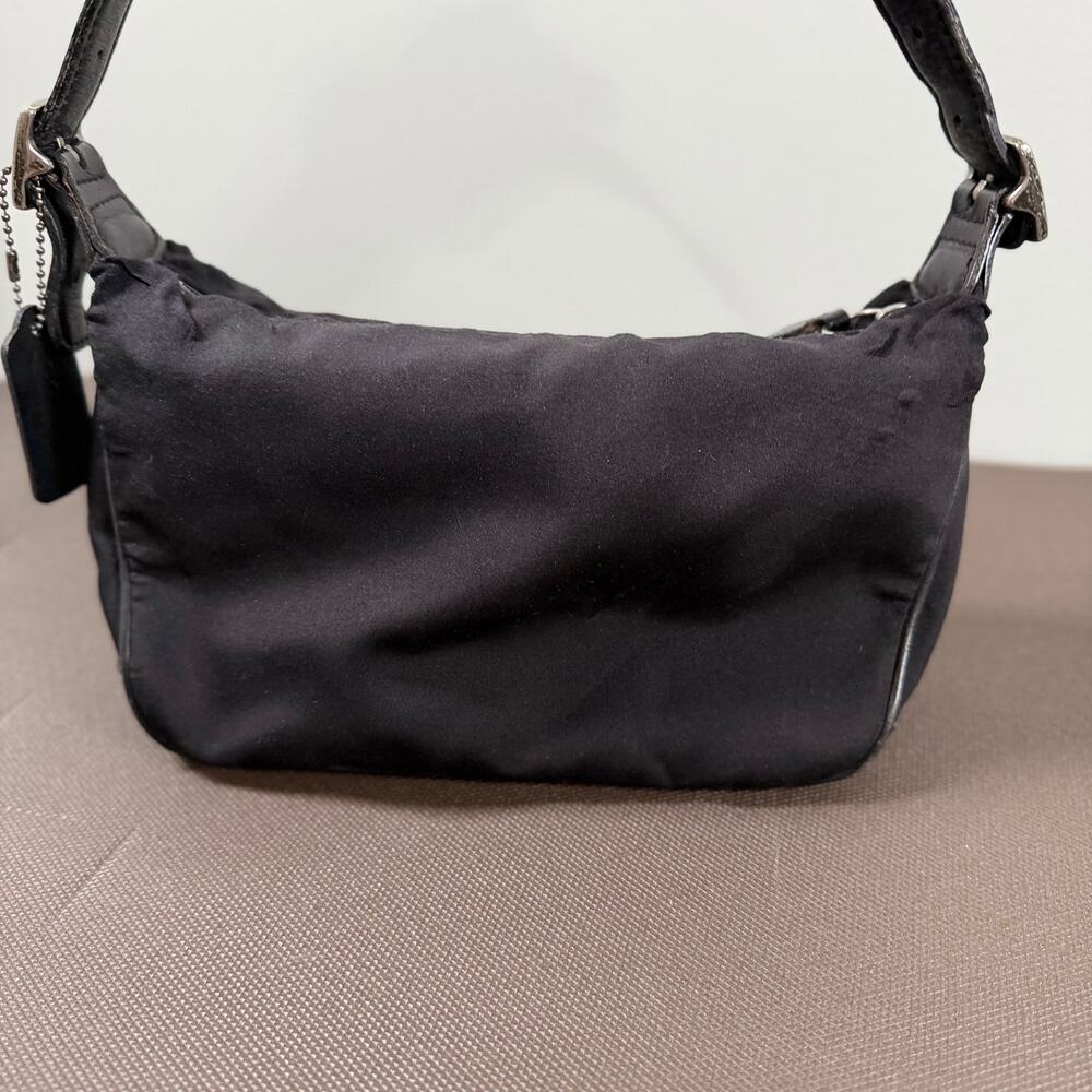 Coach Vintage Neoprene Leather Trim Small Solid Black Purse Pouchette 90s Rare - Picture 4 of 15